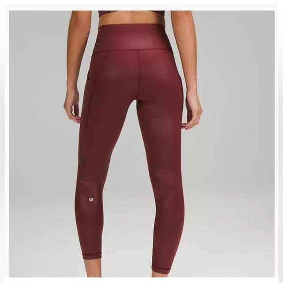 Lululemon Wunder Train HR Tight 25" with Foil Red Merlot - Picture 2 of 7